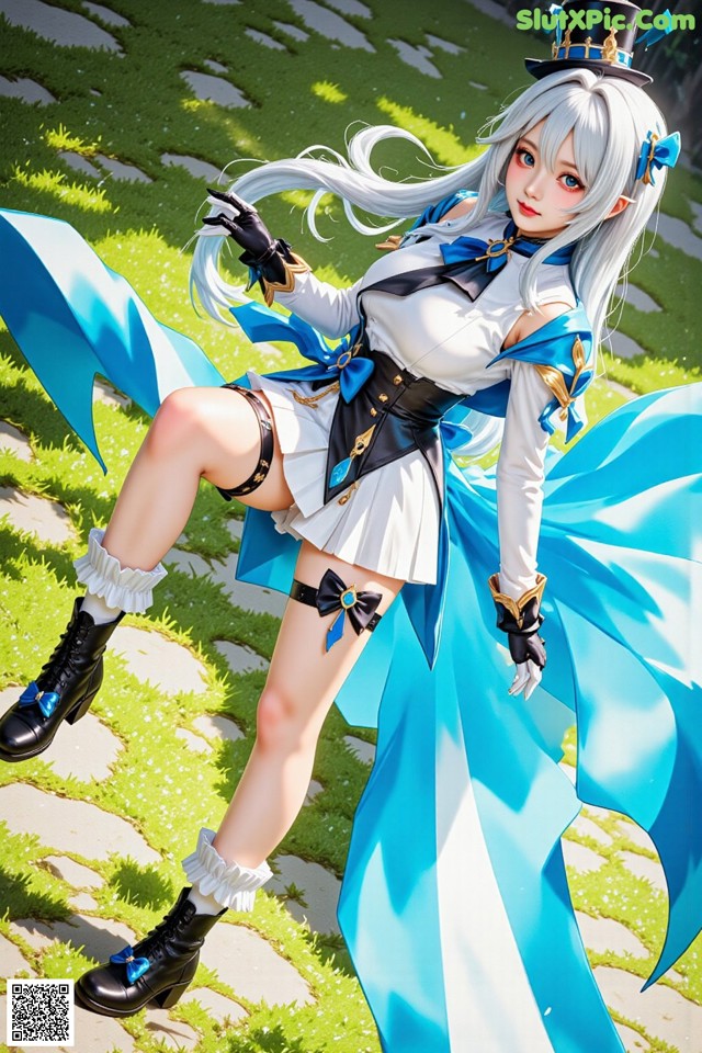 Hentai - Luminous Charm of the Aquatic Enchantress Set.1 20250125 Part 12 No.7e7614 A woman in a blue and white outfit is posing for a picture.