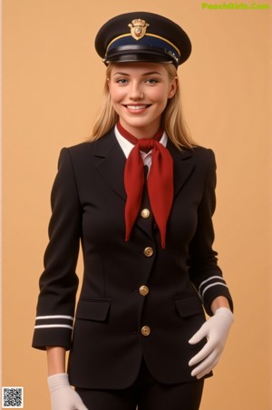 A woman in a white nurse outfit sitting on a bed.